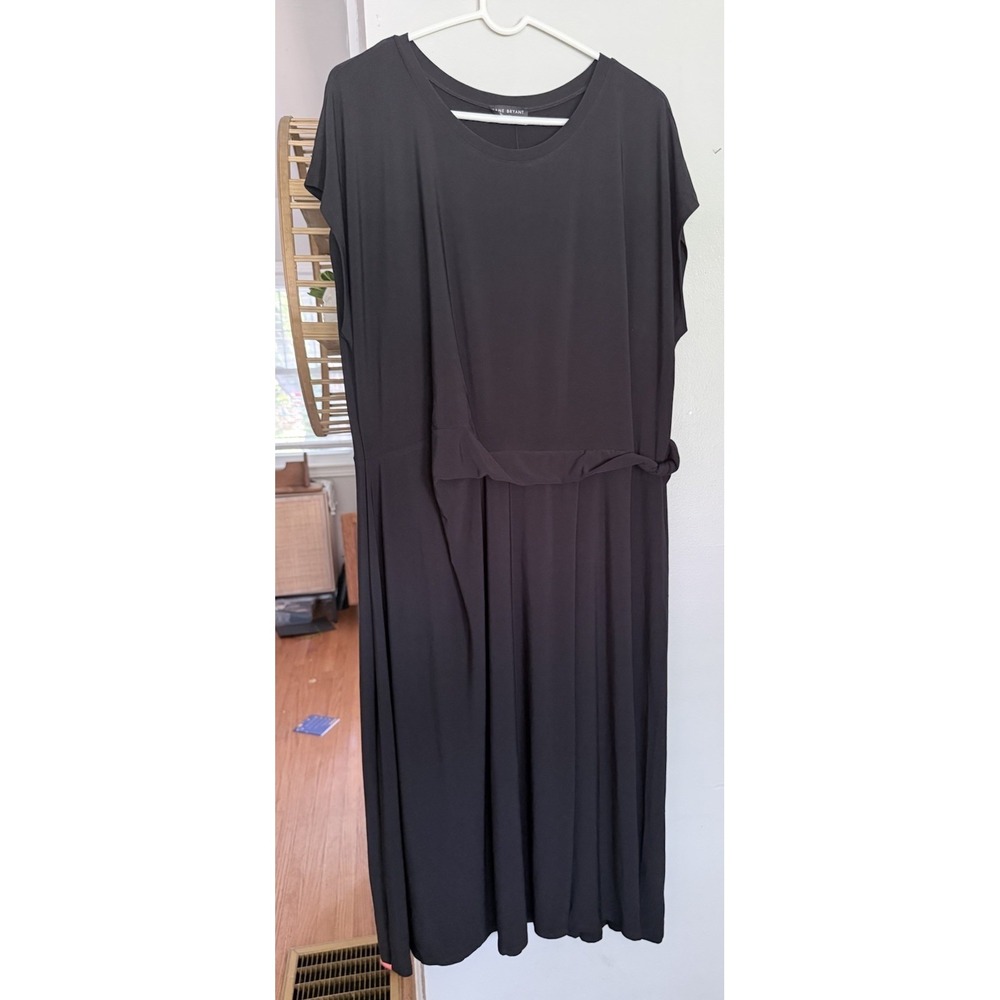 Lane Bryant Women Plus 22/24 Black Jersey Short Sleeve Twist Front Sheath Dress